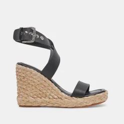 Aldona Wedges Black Leather