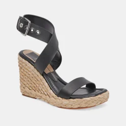 Aldona Wedges Black Leather