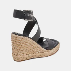 Aldona Wedges Black Leather