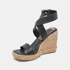 Aldona Wedges Black Leather