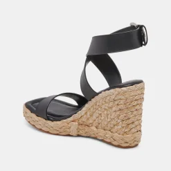 Aldona Wedges Black Leather