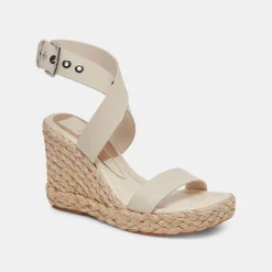Aldona Wedges Ivory Leather