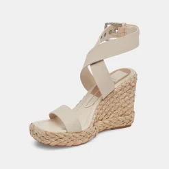 Aldona Wedges Ivory Leather