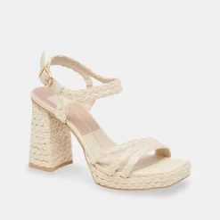 Alysia Heels Ivory Raffia