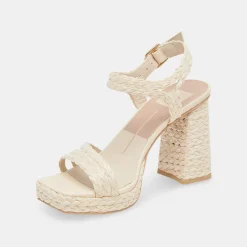 Alysia Heels Ivory Raffia