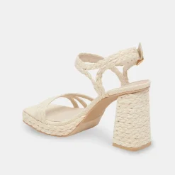Alysia Heels Ivory Raffia