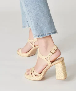 Alysia Heels Lt Natural Raffia