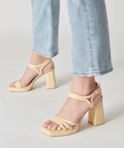 Alysia Heels Lt Natural Raffia
