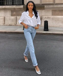 Anisa Ballet Flats Silver Distressed Leather