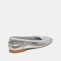 Anisa Ballet Flats Silver Distressed Leather