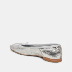 Anisa Ballet Flats Silver Distressed Leather