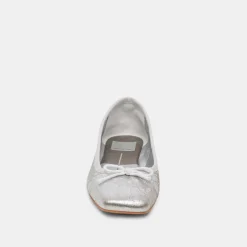 Anisa Ballet Flats Silver Distressed Leather