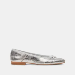 Anisa Ballet Flats Silver Distressed Leather