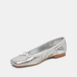 Anisa Ballet Flats Silver Distressed Leather