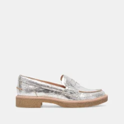 Arabel Loafers Silver Distressed Leather