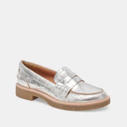 Arabel Loafers Silver Distressed Leather