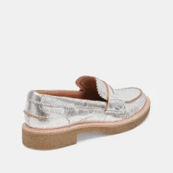 Arabel Loafers Silver Distressed Leather