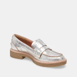 Arabel Loafers Silver Distressed Leather