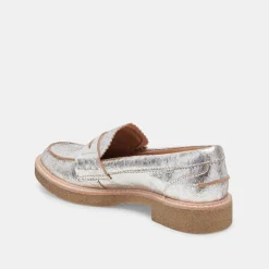 Arabel Loafers Silver Distressed Leather