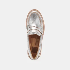 Arabel Loafers Silver Distressed Leather