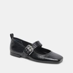 Arora Ballet Flats Midnight Crinkle Patent