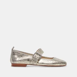 Arora Ballet Flats Platinum Distressed Leather
