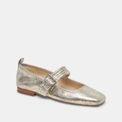 Arora Ballet Flats Platinum Distressed Leather