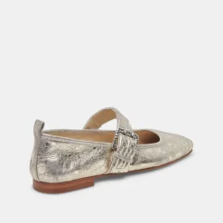 Arora Ballet Flats Platinum Distressed Leather
