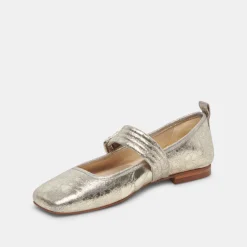 Arora Ballet Flats Platinum Distressed Leather