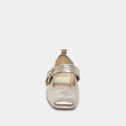 Arora Ballet Flats Platinum Distressed Leather