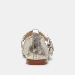 Arora Ballet Flats Platinum Distressed Leather