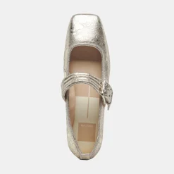 Arora Ballet Flats Platinum Distressed Leather