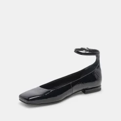 Ashya Ballet Flats Midnight Crinkle Patent