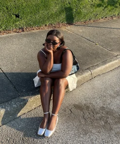 Ashya Ballet Flats Silver Distressed Leather