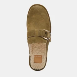 Astor Plush Flats Olive Suede