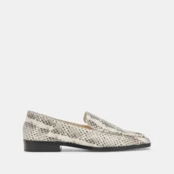 Beny Flats Grey White Snake Embossed