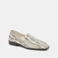 Beny Flats Grey White Snake Embossed