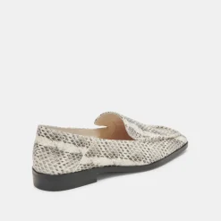Beny Flats Grey White Snake Embossed