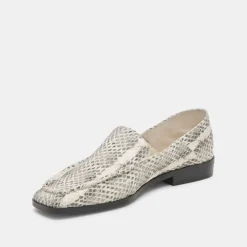 Beny Flats Grey White Snake Embossed