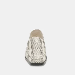 Beny Flats Grey White Snake Embossed