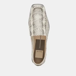 Beny Flats Grey White Snake Embossed