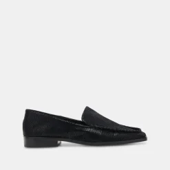 Beny Flats Onyx Embossed Leather