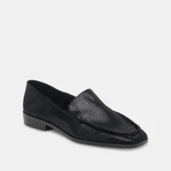 Beny Flats Onyx Embossed Leather