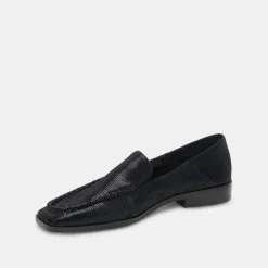 Beny Flats Onyx Embossed Leather