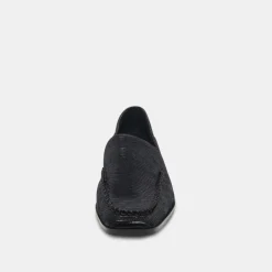 Beny Flats Onyx Embossed Leather