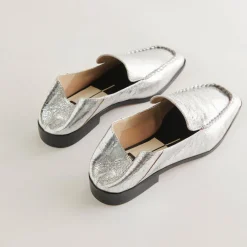 Beny Flats Silver Distressed Leather