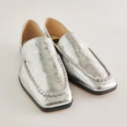 Beny Flats Silver Distressed Leather