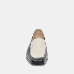 Beny Flats White Black Crinkle Patent