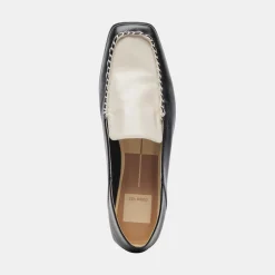 Beny Flats White Black Crinkle Patent