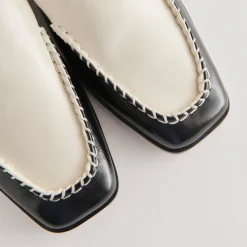 Beny Flats White Black Crinkle Patent